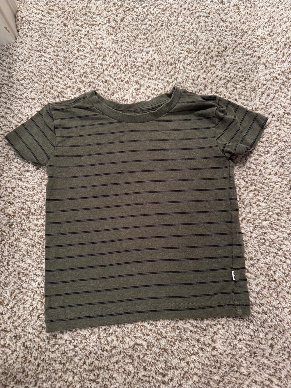 Little Sleepies Olive Green and Black Striped Short-Sleeve Tee